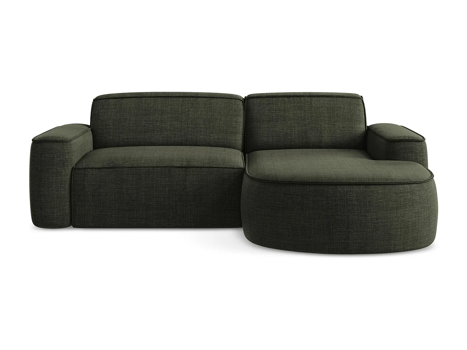 Canapé d'angle 2,5 places modulaire droit en tissu texturé - olive - OMAO