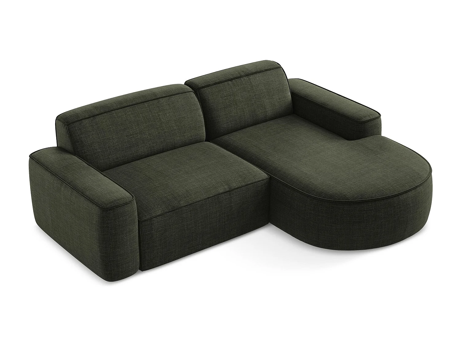 Modulaire hoekbank rechts van olijf textuurstof - OMAO