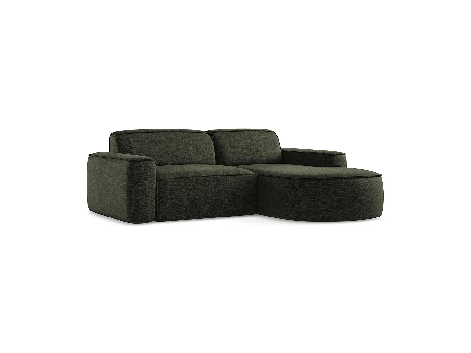 Modulaire hoekbank rechts van olijf textuurstof - MELISSA
