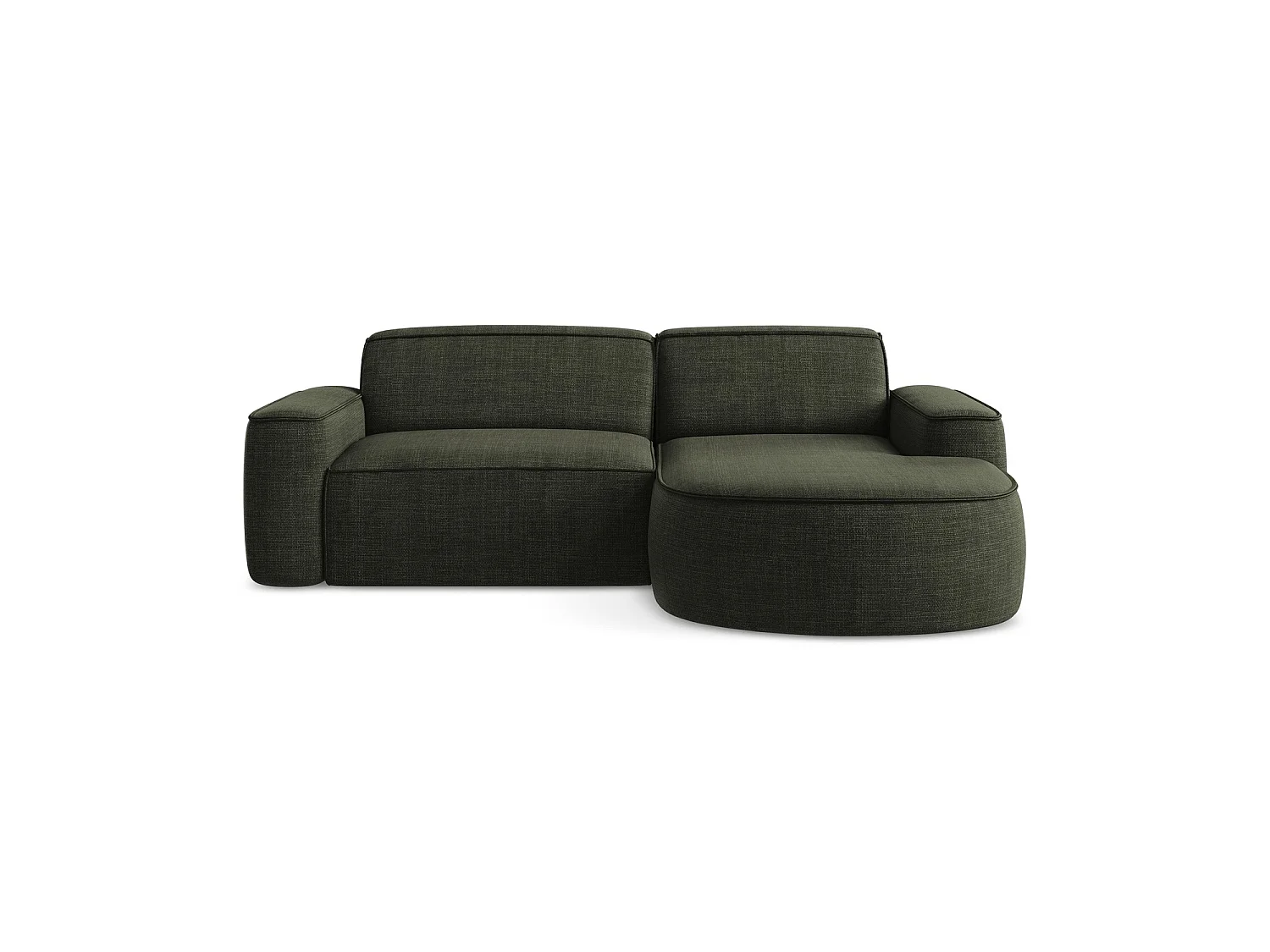 Modulaire hoekbank rechts van olijf textuurstof - MELISSA