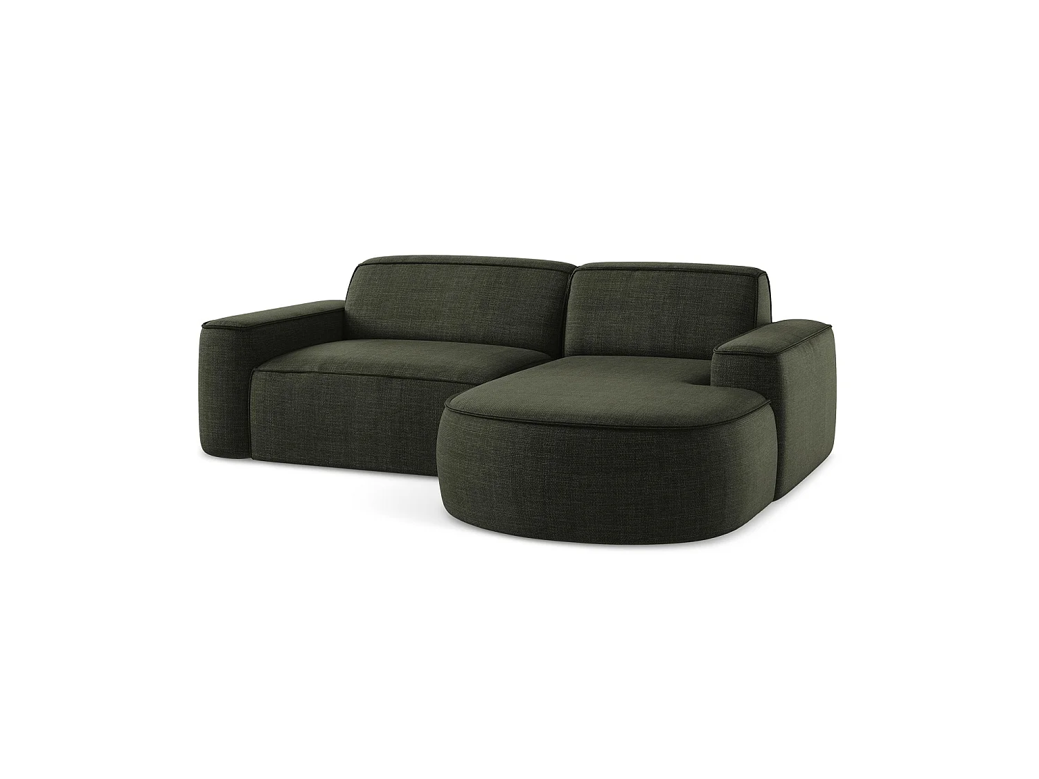 Modulaire hoekbank rechts van olijf textuurstof - MELISSA