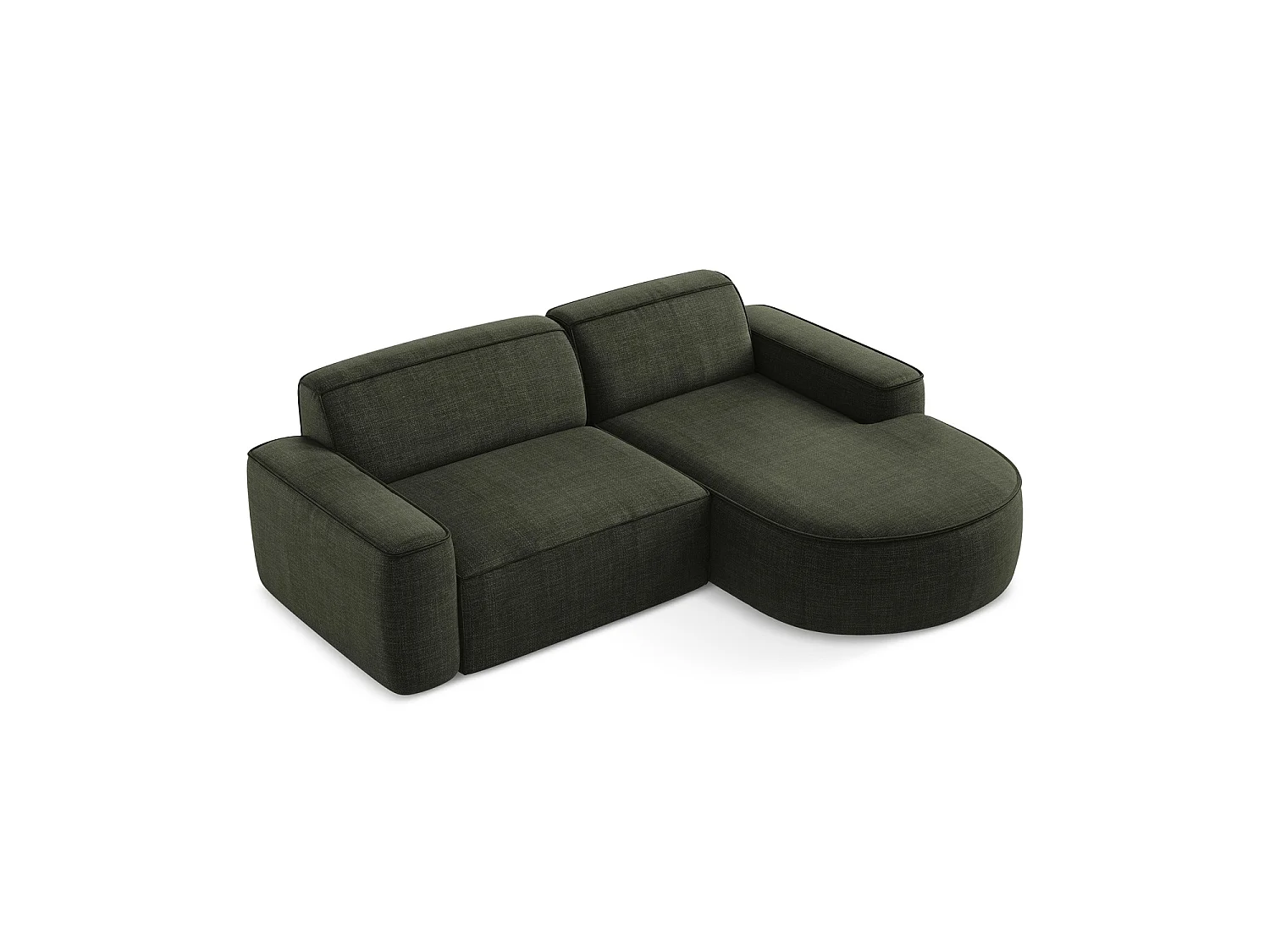 Modulaire hoekbank rechts van olijf textuurstof - MELISSA