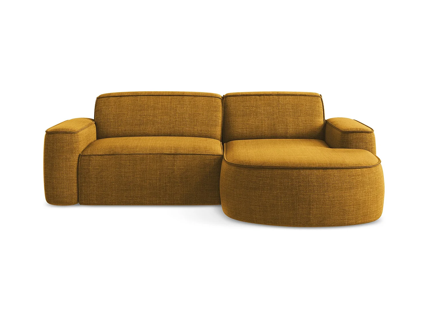 Canapé d'angle 2,5 places modulaire droit en tissu texturé - moutarde - OMAO