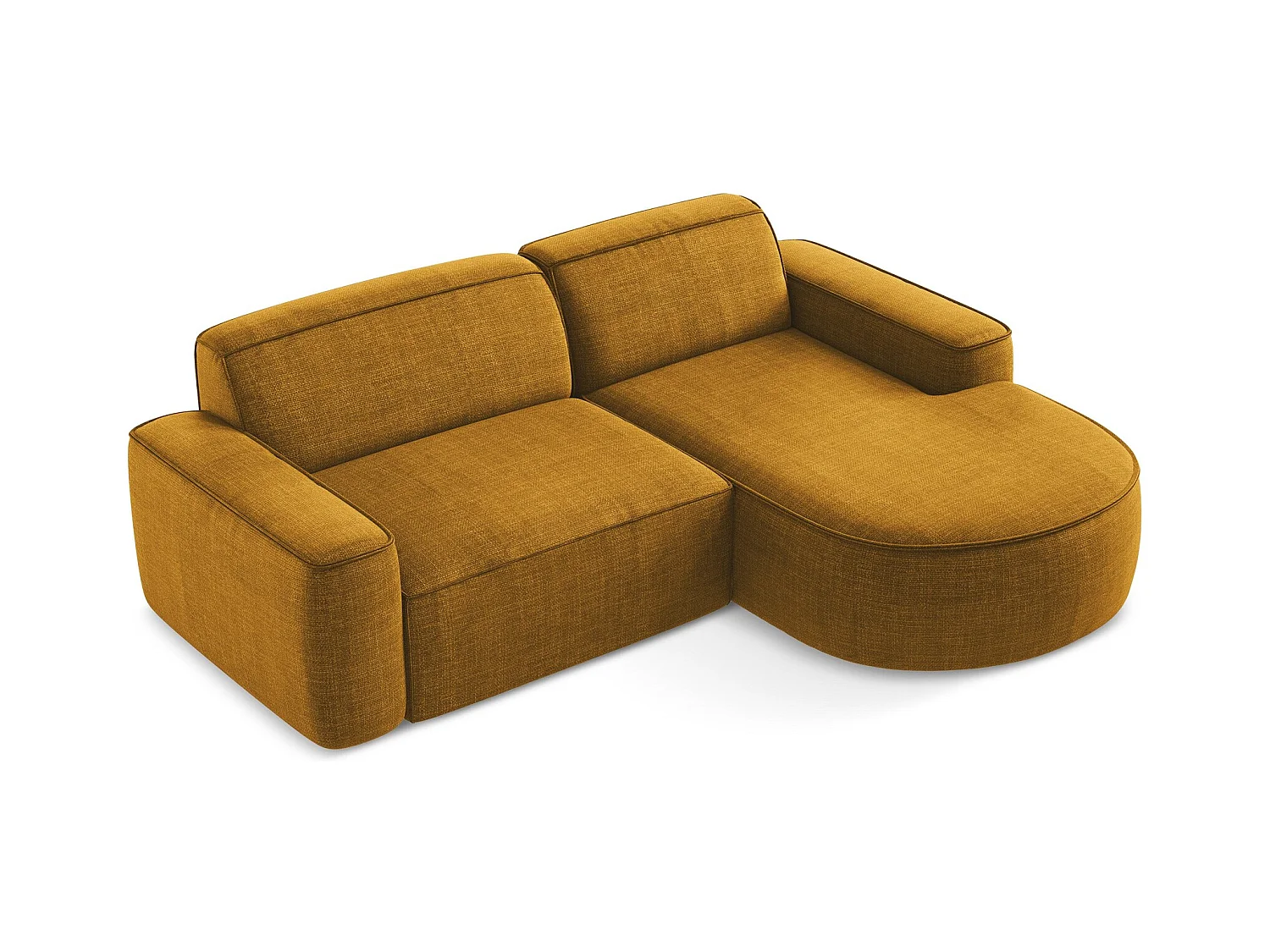 Canapé d'angle 2,5 places modulaire droit en tissu texturé - moutarde - OMAO