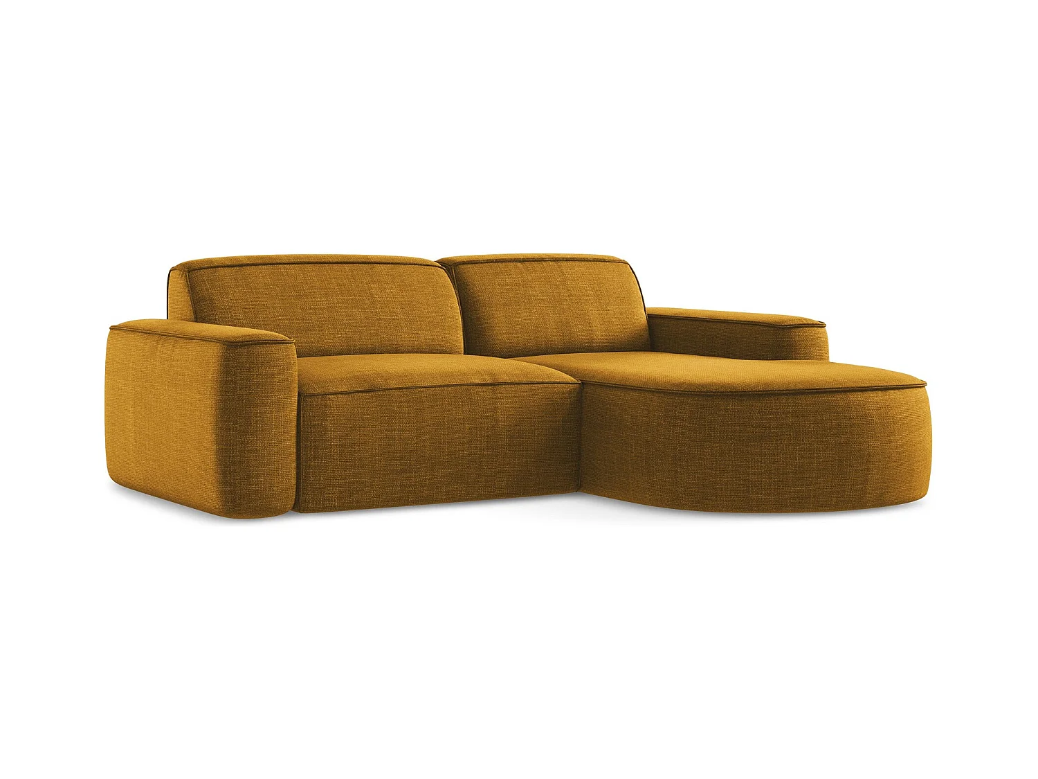 Canapé d'angle 2,5 places modulaire droit en tissu texturé - moutarde - OMAO