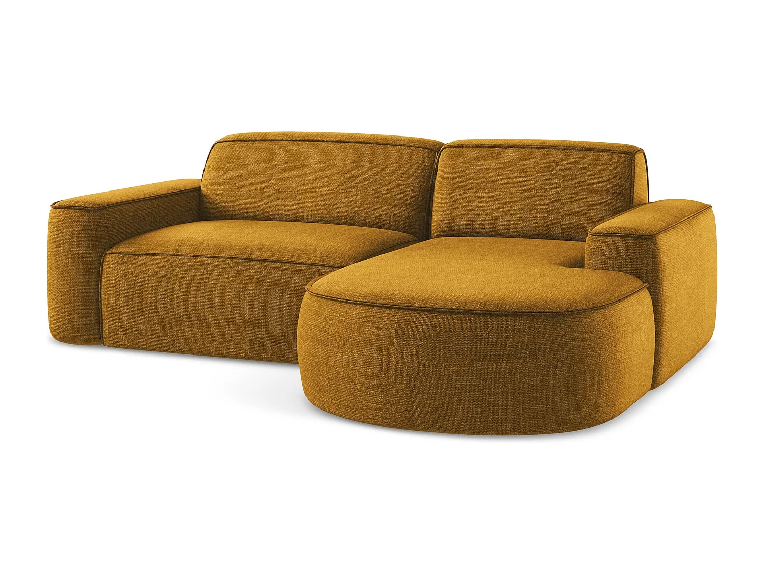 Canapé d'angle 2,5 places modulaire droit en tissu texturé - moutarde - OMAO