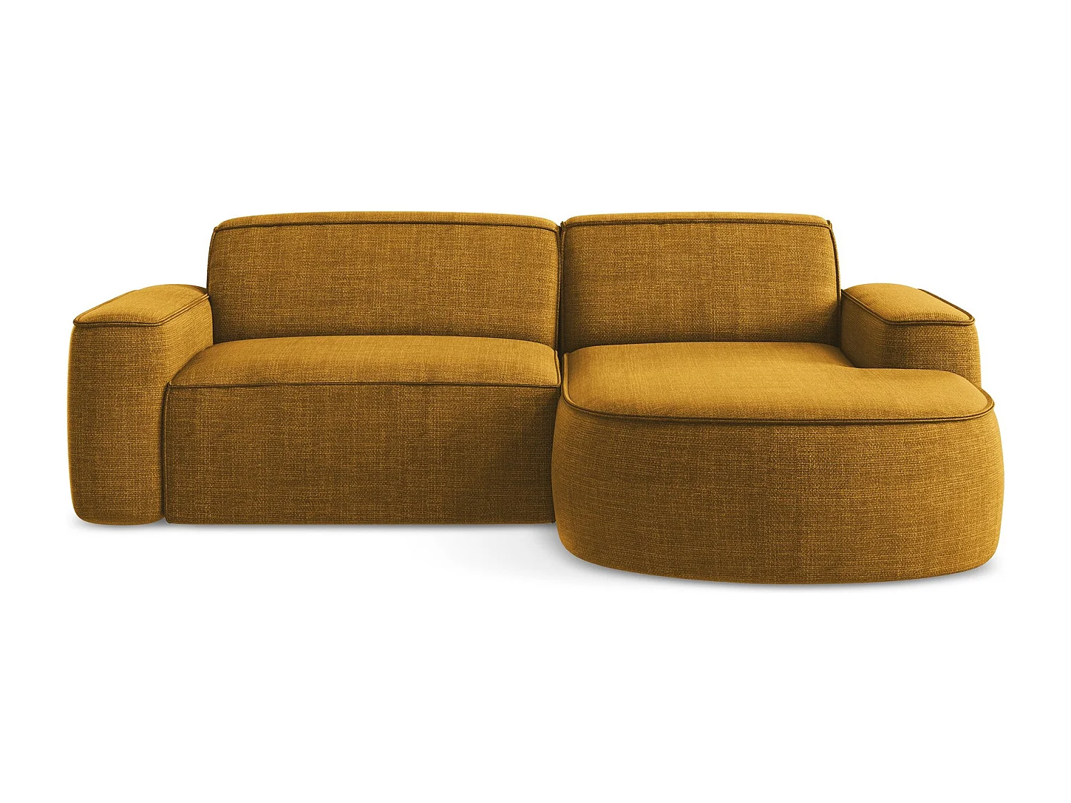 Modulaire hoekbank rechts van mosterd textuurstof - OMAO