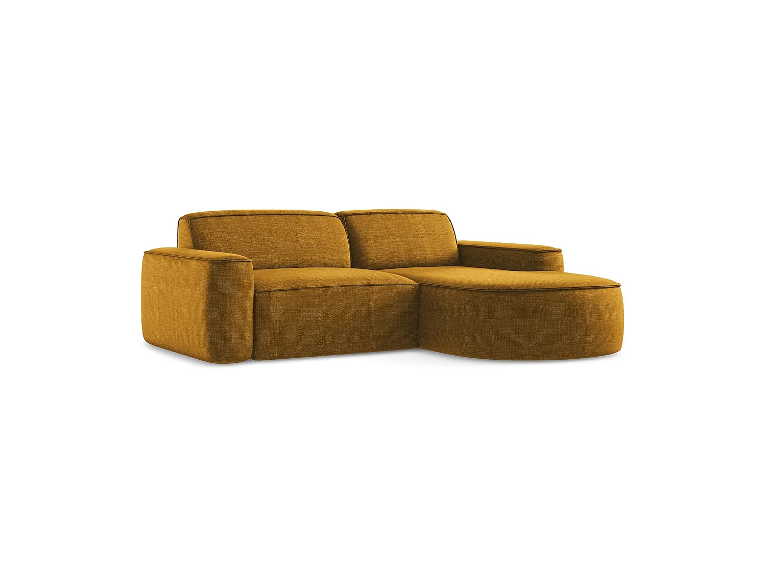 Modulaire hoekbank rechts van mosterd textuurstof - MELISSA