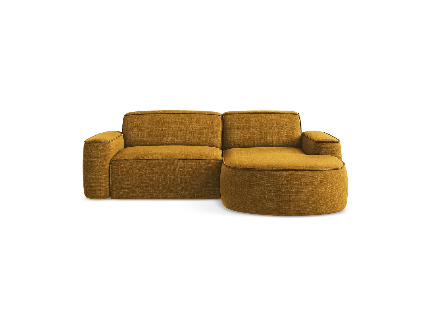 Modulaire hoekbank rechts van mosterd textuurstof - MELISSA