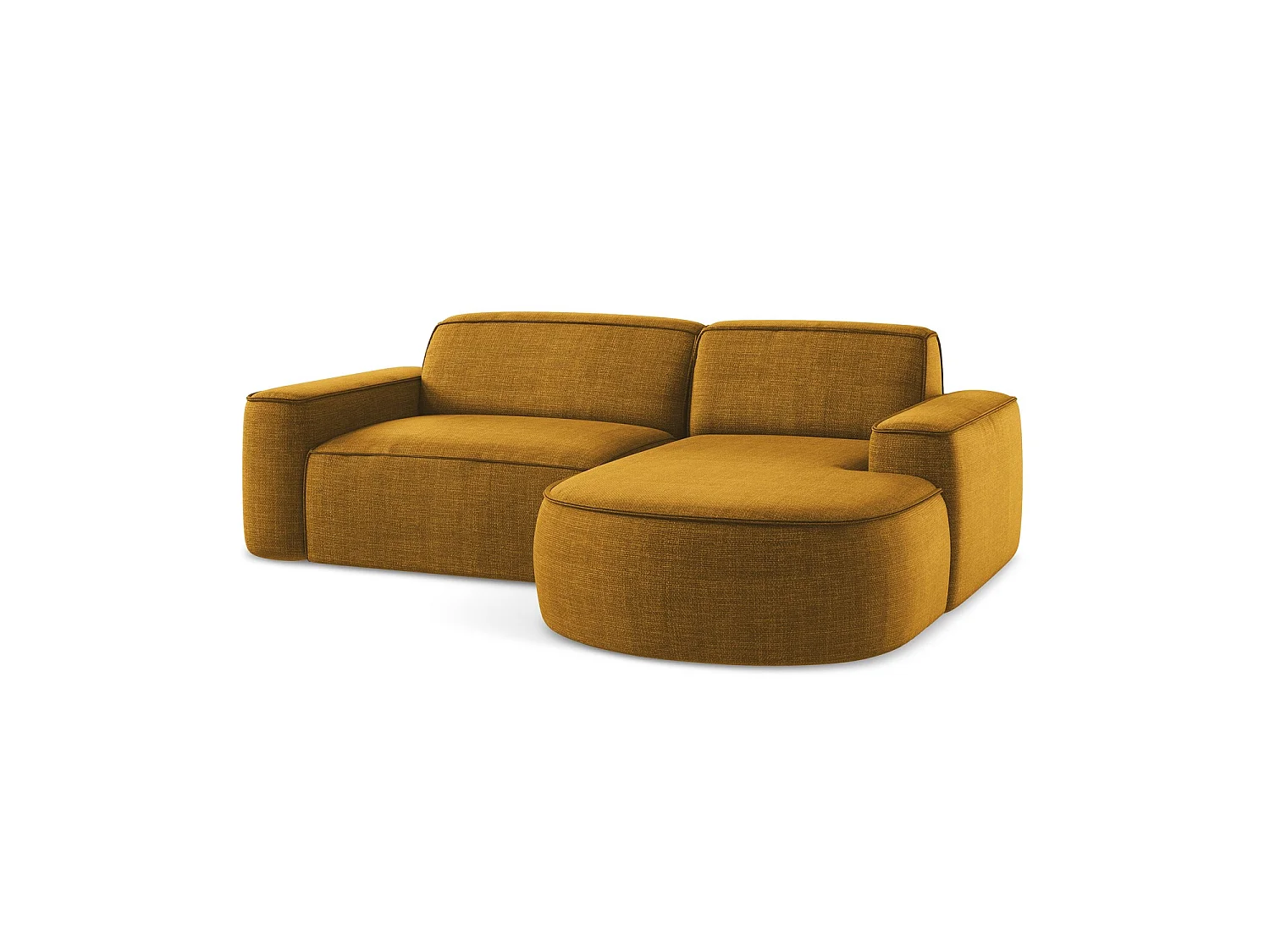 Modulaire hoekbank rechts van mosterd textuurstof - MELISSA