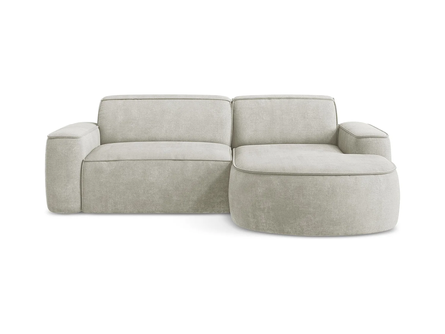 Canapé d'angle 2,5 places modulaire droit en tissu chenille - perle - OMAO