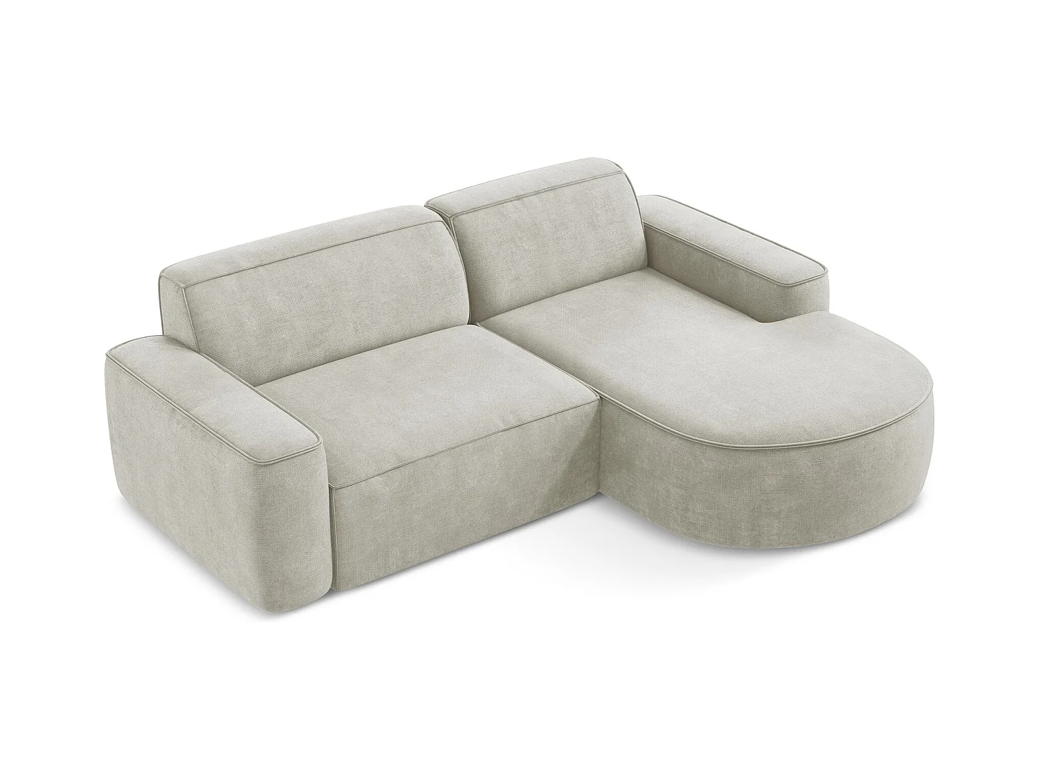 Canapé d'angle 2,5 places modulaire droit en tissu chenille - perle - OMAO