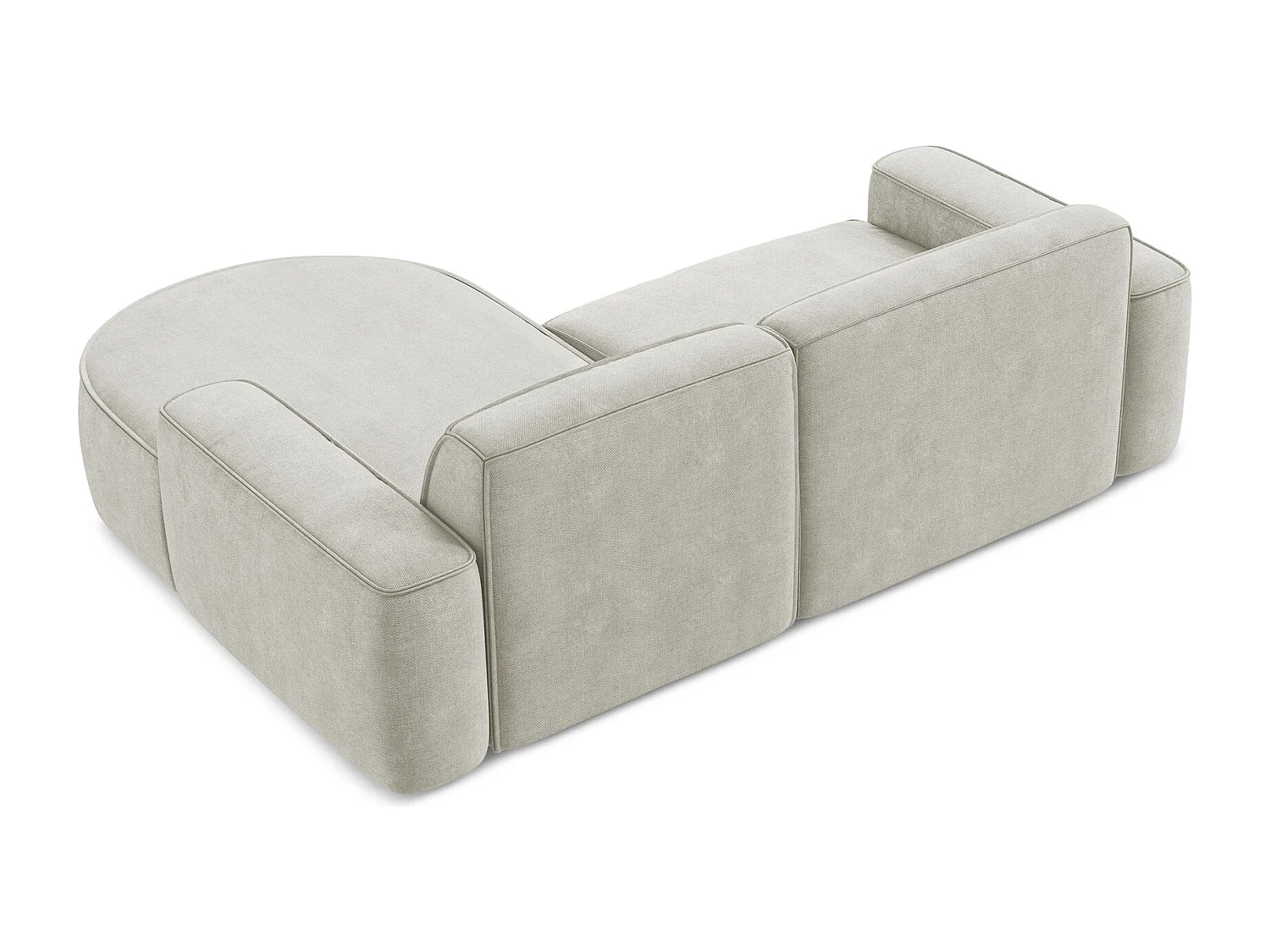 Canapé d'angle 2,5 places modulaire droit en tissu chenille - perle - OMAO