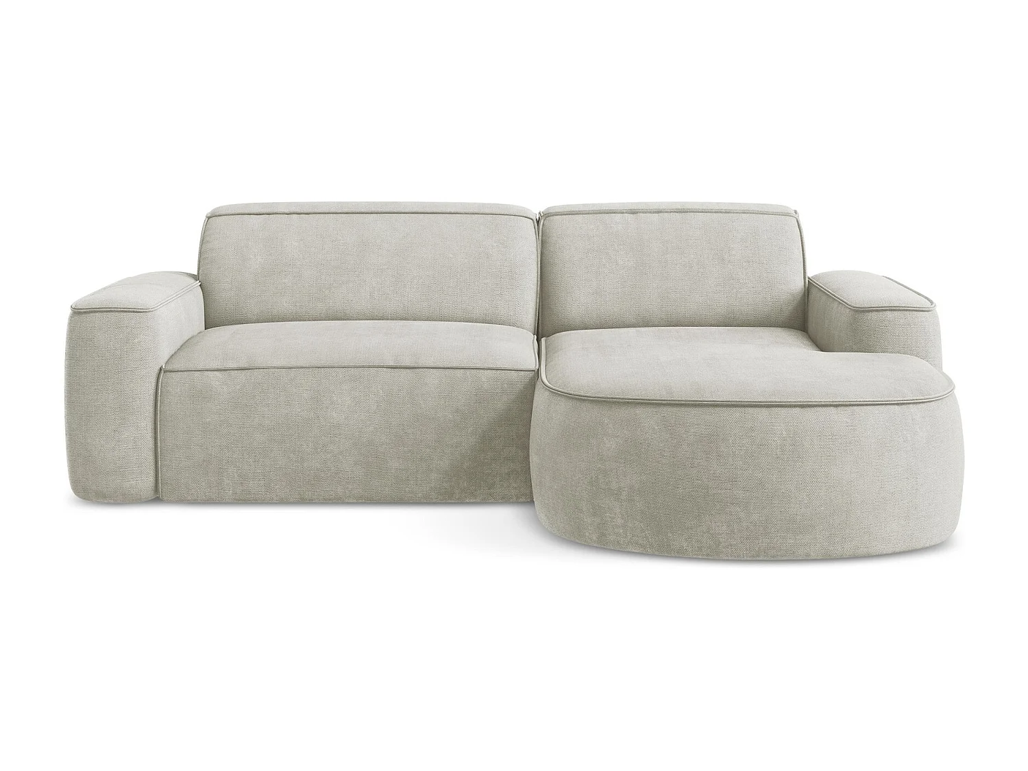 Modulaire hoekbank rechts van parel chenille stof - OMAO