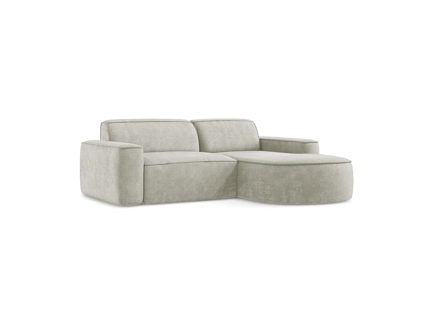 Modulaire hoekbank rechts van parel chenille stof - MELISSA