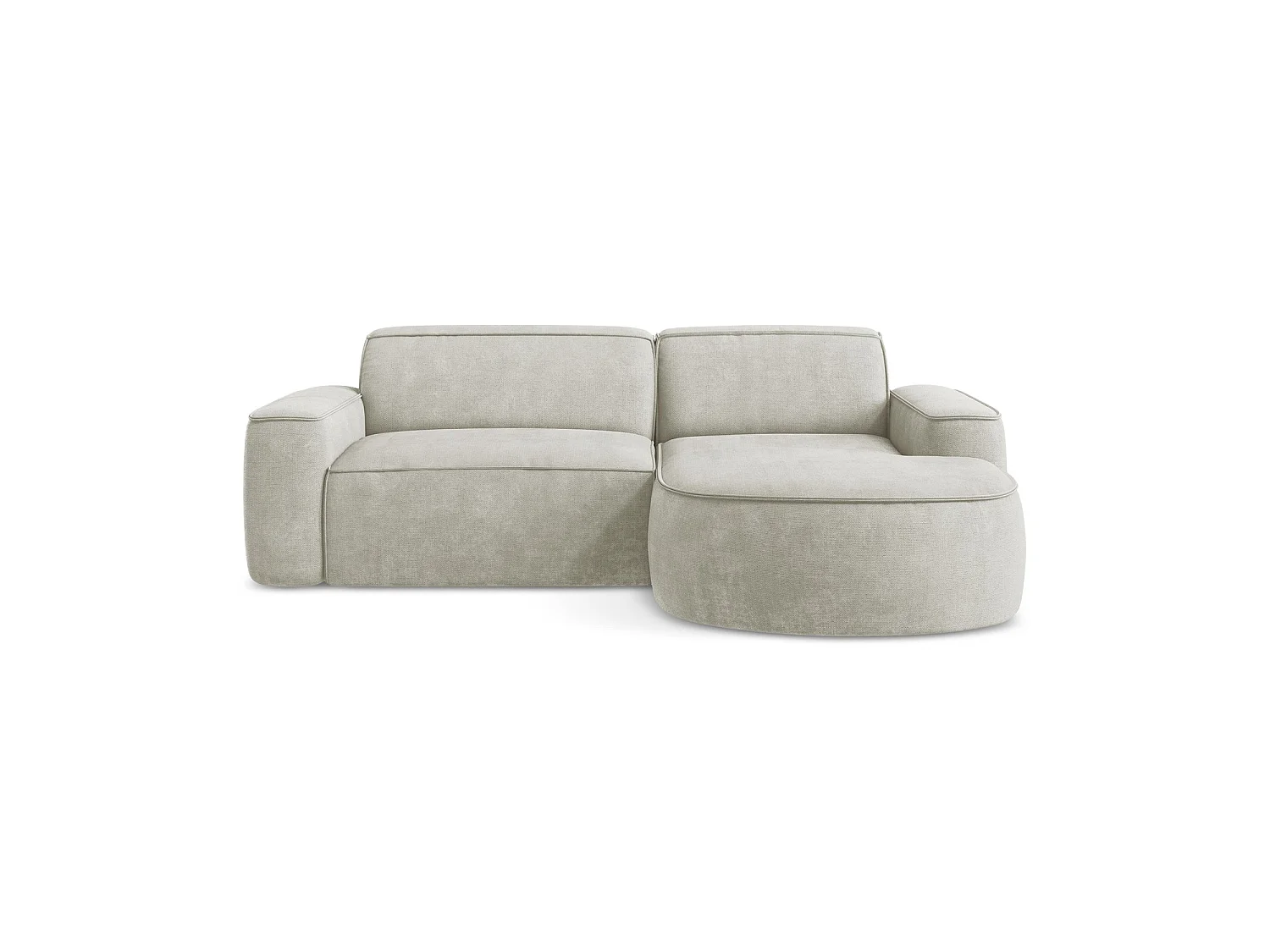 Modulaire hoekbank rechts van parel chenille stof - MELISSA