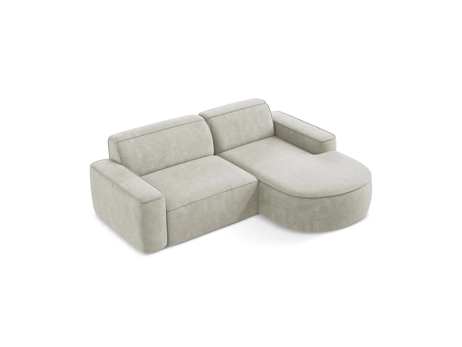 Modulaire hoekbank rechts van parel chenille stof - MELISSA