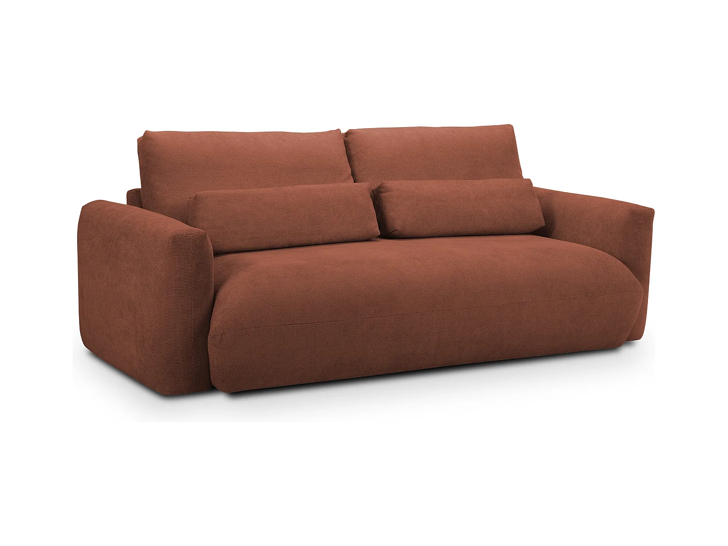 Canapé 3 places en tissu chenille - terre cuite - MIKI