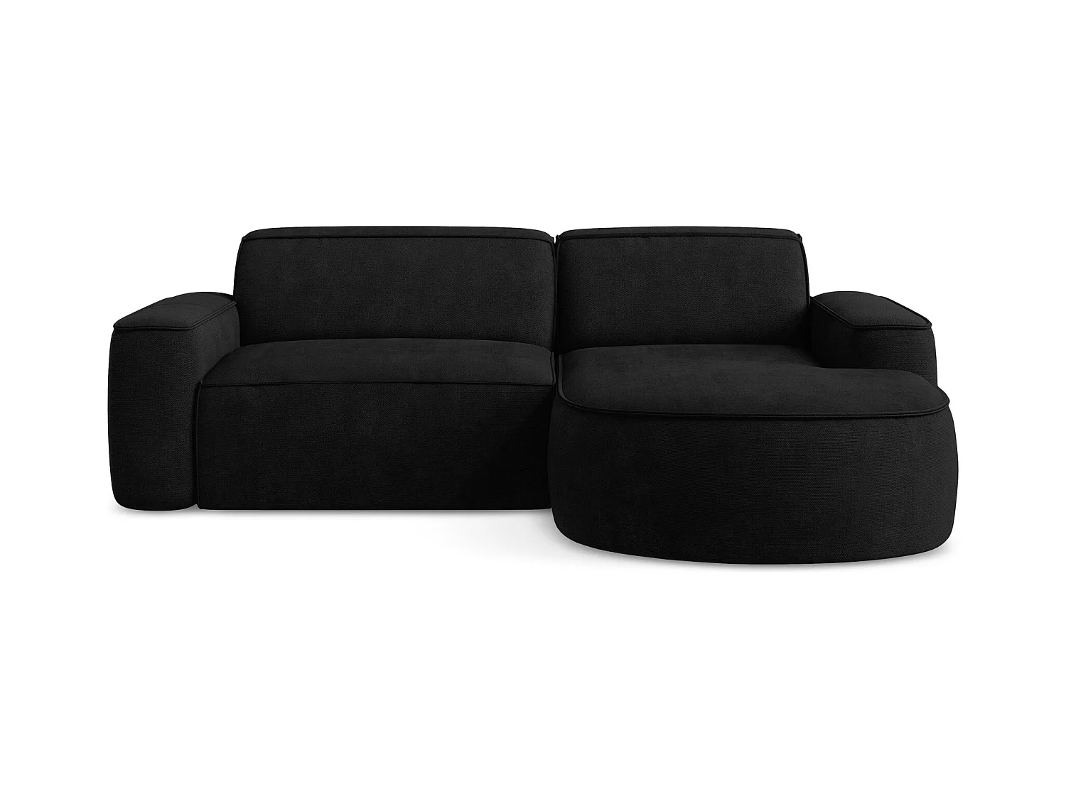 Canapé d'angle 2,5 places modulaire droit en tissu chenille - noir - OMAO