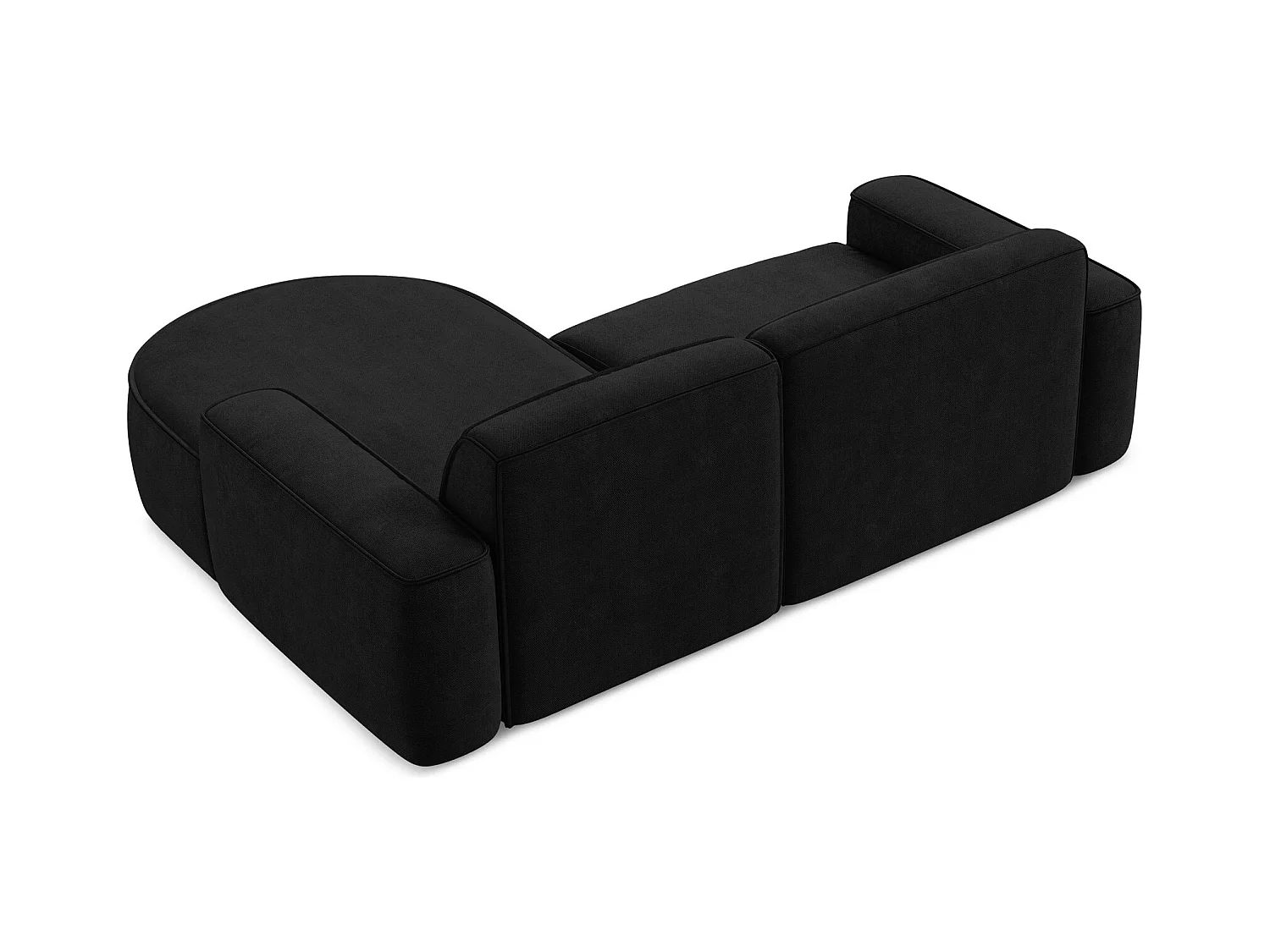 Canapé d'angle 2,5 places modulaire droit en tissu chenille - noir - OMAO