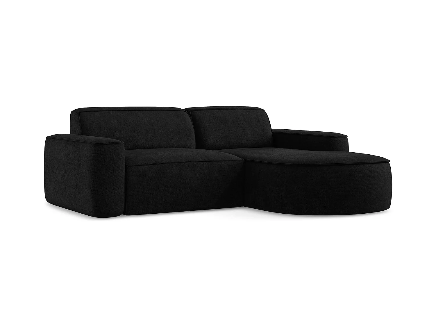 2,5-Sitzer Modulares Ecksofa - Ecke Rechts - Chenille - Schwarz - OMAO