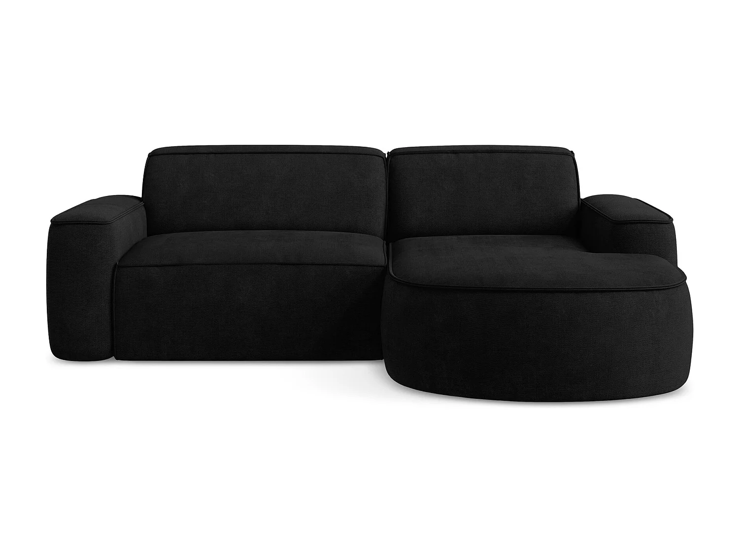 Canapé d'angle 2,5 places modulaire droit en tissu chenille - noir - OMAO