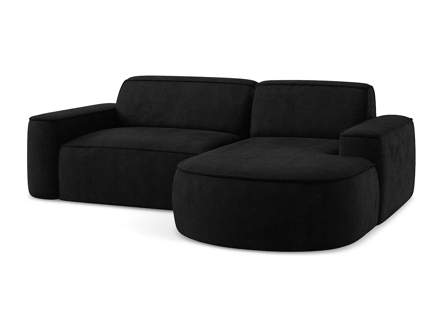 2,5-Sitzer Modulares Ecksofa - Ecke Rechts - Chenille - Schwarz - OMAO