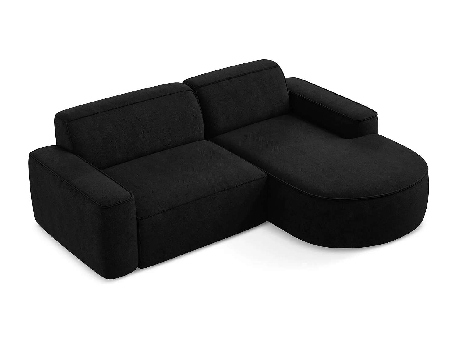 2,5-Sitzer Modulares Ecksofa - Ecke Rechts - Chenille - Schwarz - OMAO