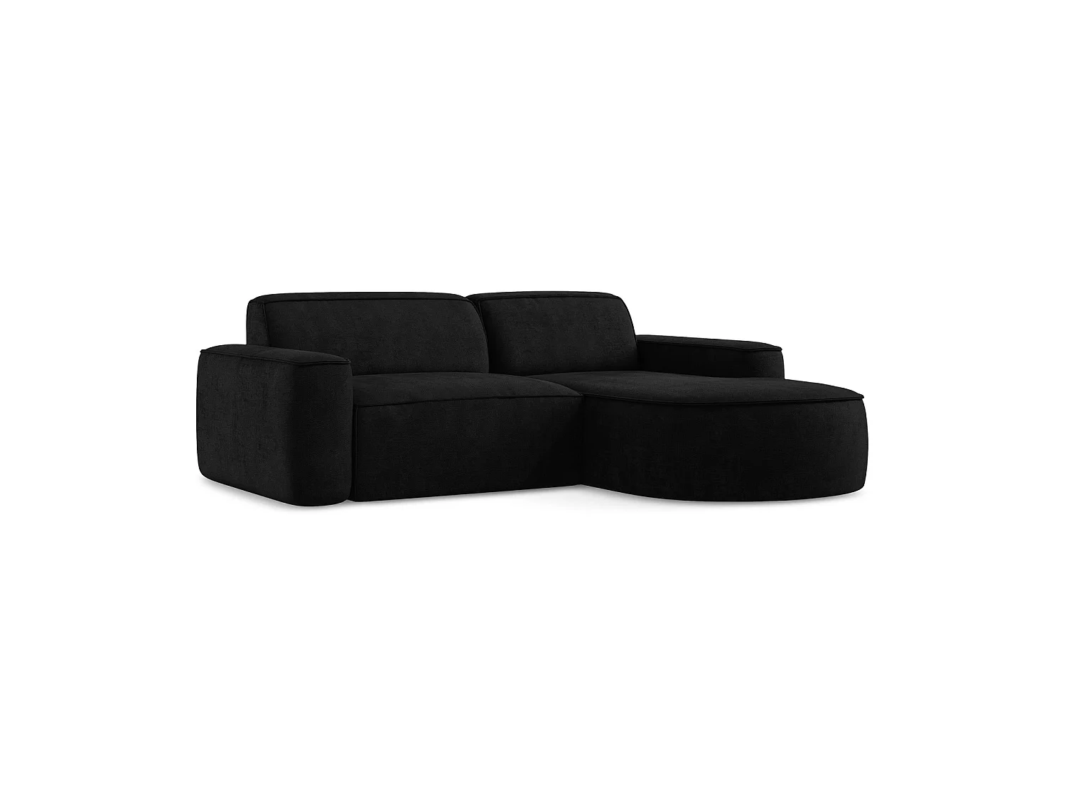 Canapé d'angle 2,5 places modulaire droit en tissu chenille - noir - MELISSA
