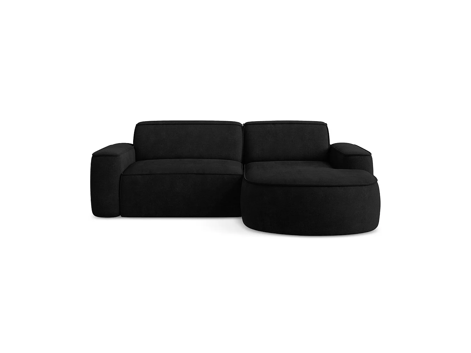 Canapé d'angle 2,5 places modulaire droit en tissu chenille - noir - MELISSA