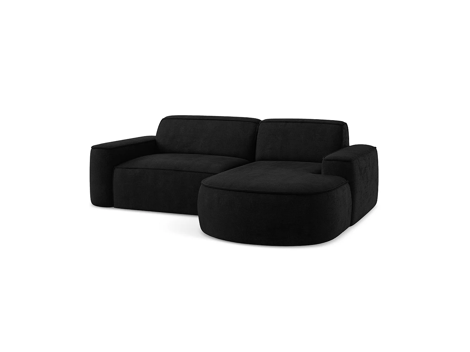 Canapé d'angle 2,5 places modulaire droit en tissu chenille - noir - MELISSA