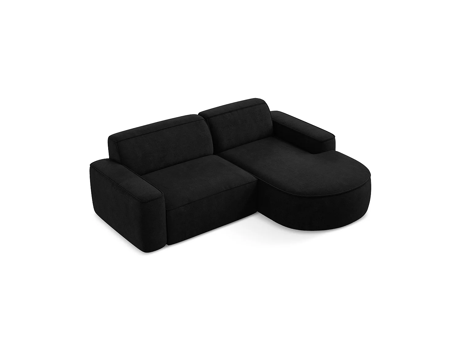 Canapé d'angle 2,5 places modulaire droit en tissu chenille - noir - MELISSA
