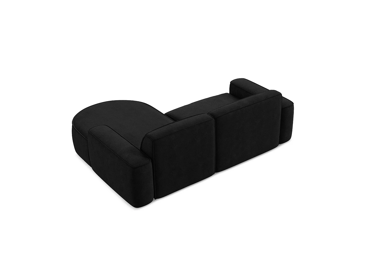 Canapé d'angle 2,5 places modulaire droit en tissu chenille - noir - MELISSA