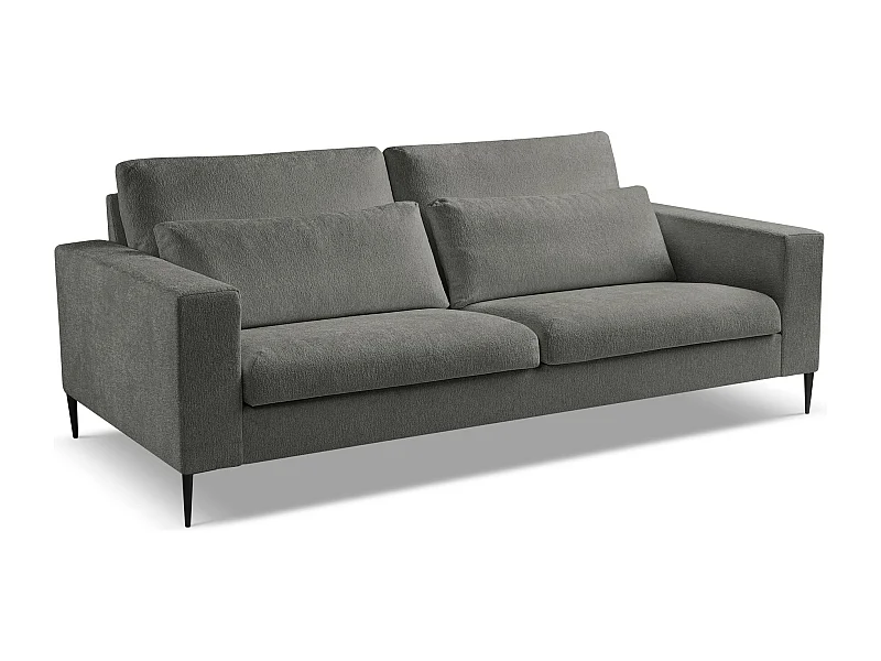 Canapé 3 places en tissu chenille - gris foncé - AKALA