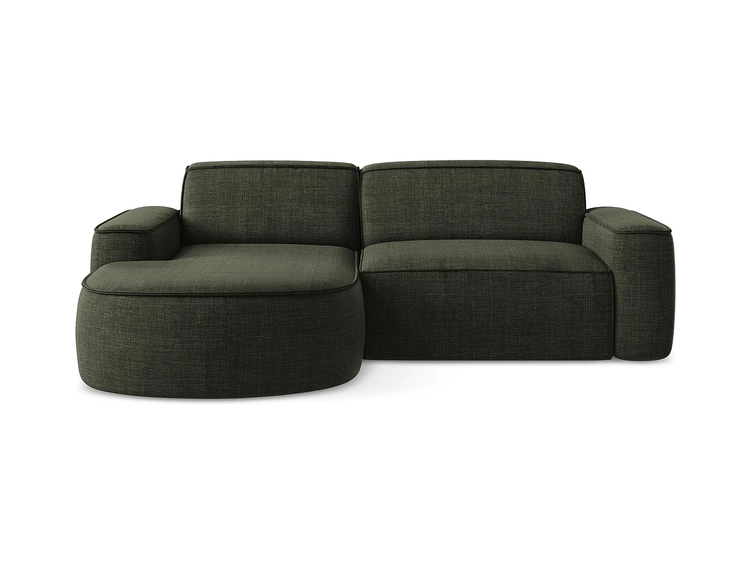 Canapé d'angle 2,5 places modulaire gauche en tissu texturé - olive - OMAO