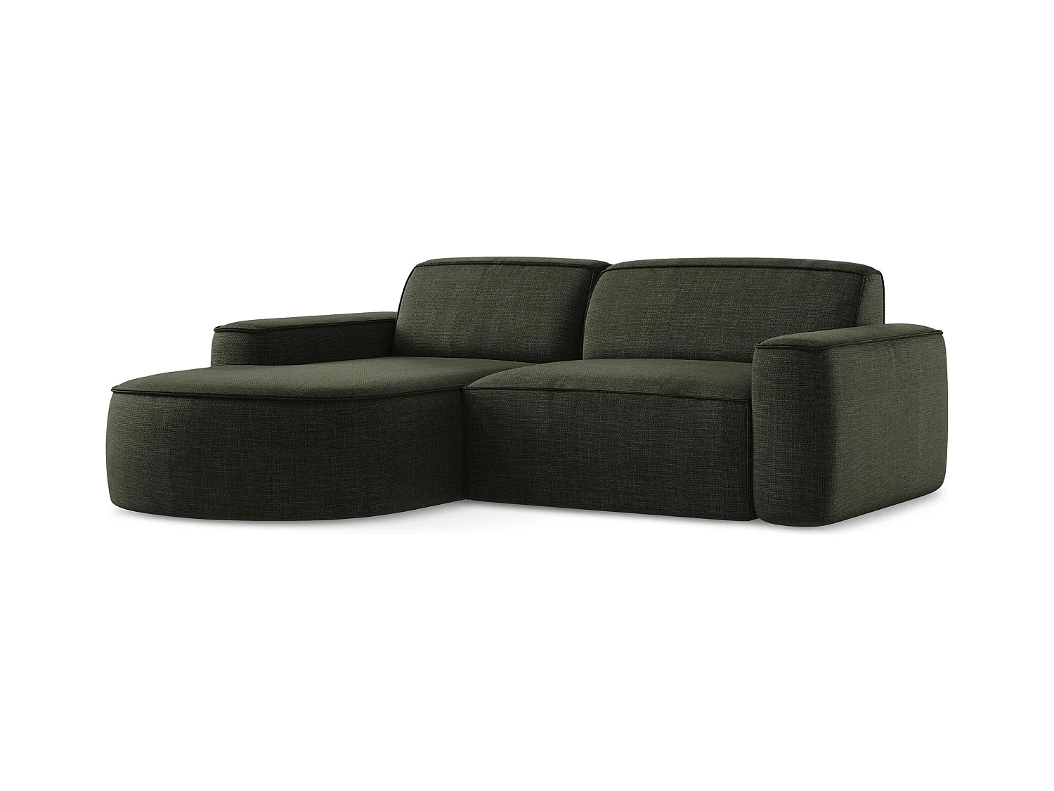 Canapé d'angle 2,5 places modulaire gauche en tissu texturé - olive - OMAO