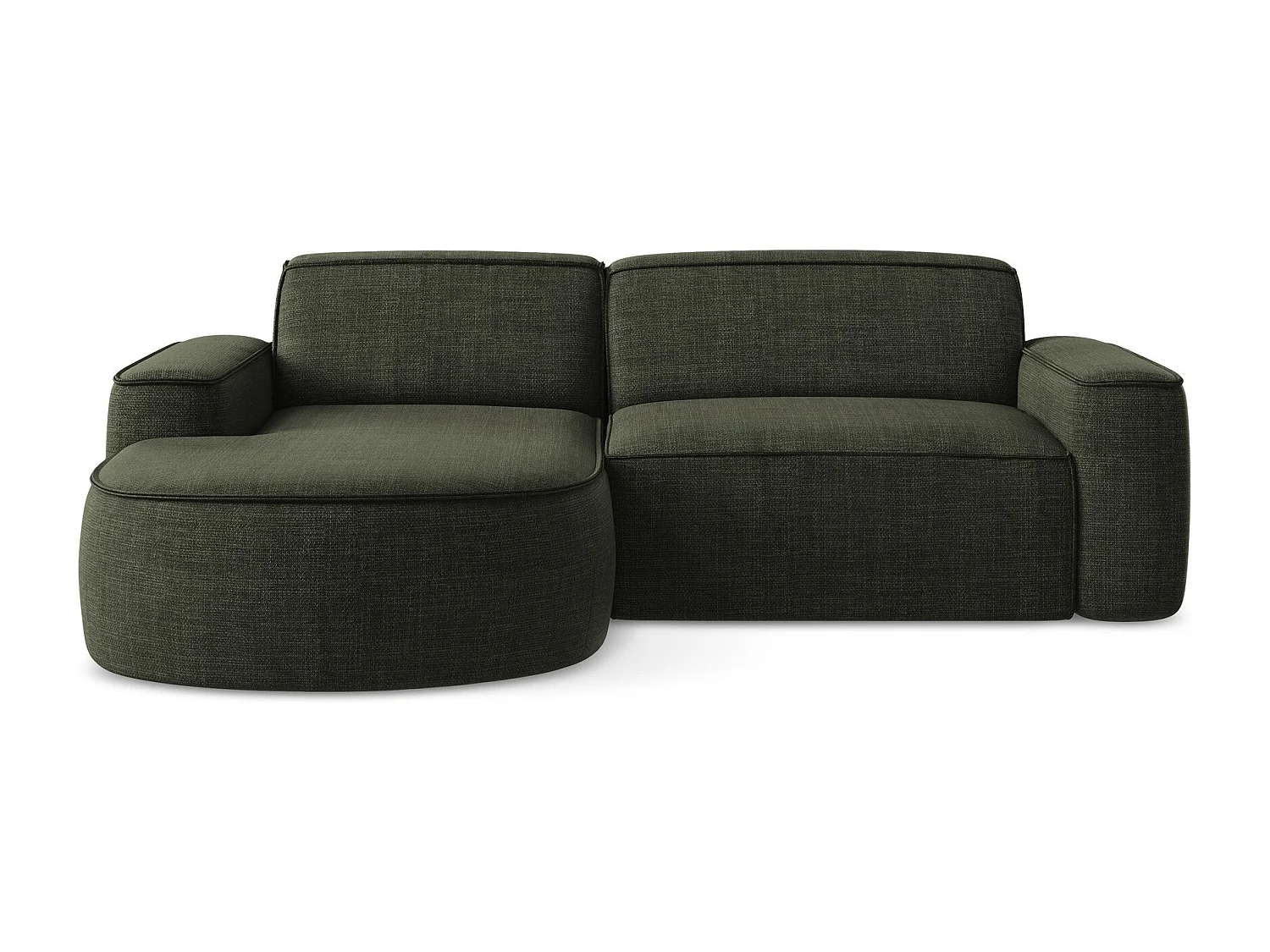 Canapé d'angle 2,5 places modulaire gauche en tissu texturé - olive - OMAO