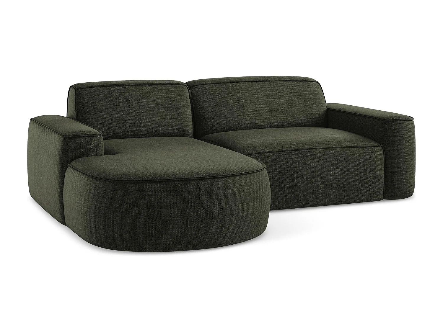 Canapé d'angle 2,5 places modulaire gauche en tissu texturé - olive - OMAO