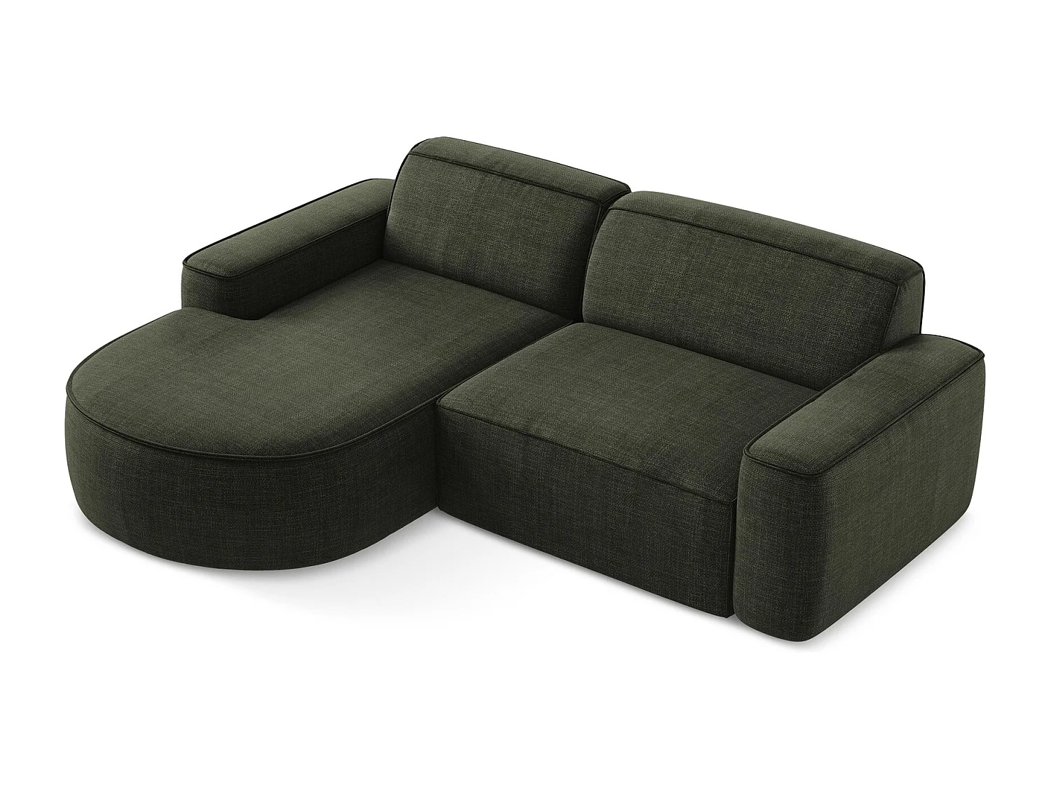 Modulaire hoekbank links van olijf textuurstof - OMAO