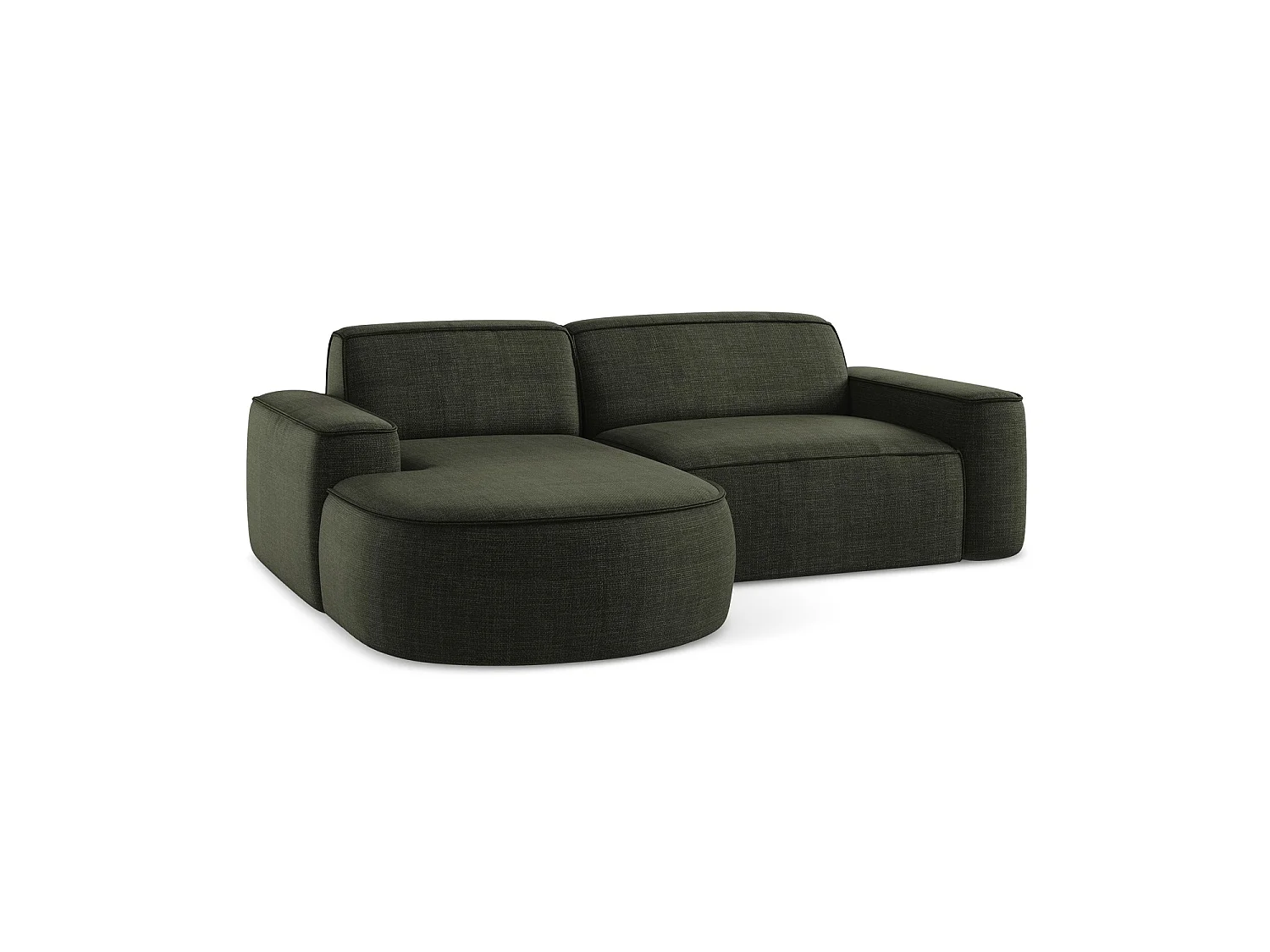 Modulaire hoekbank links van olijf textuurstof - MELISSA