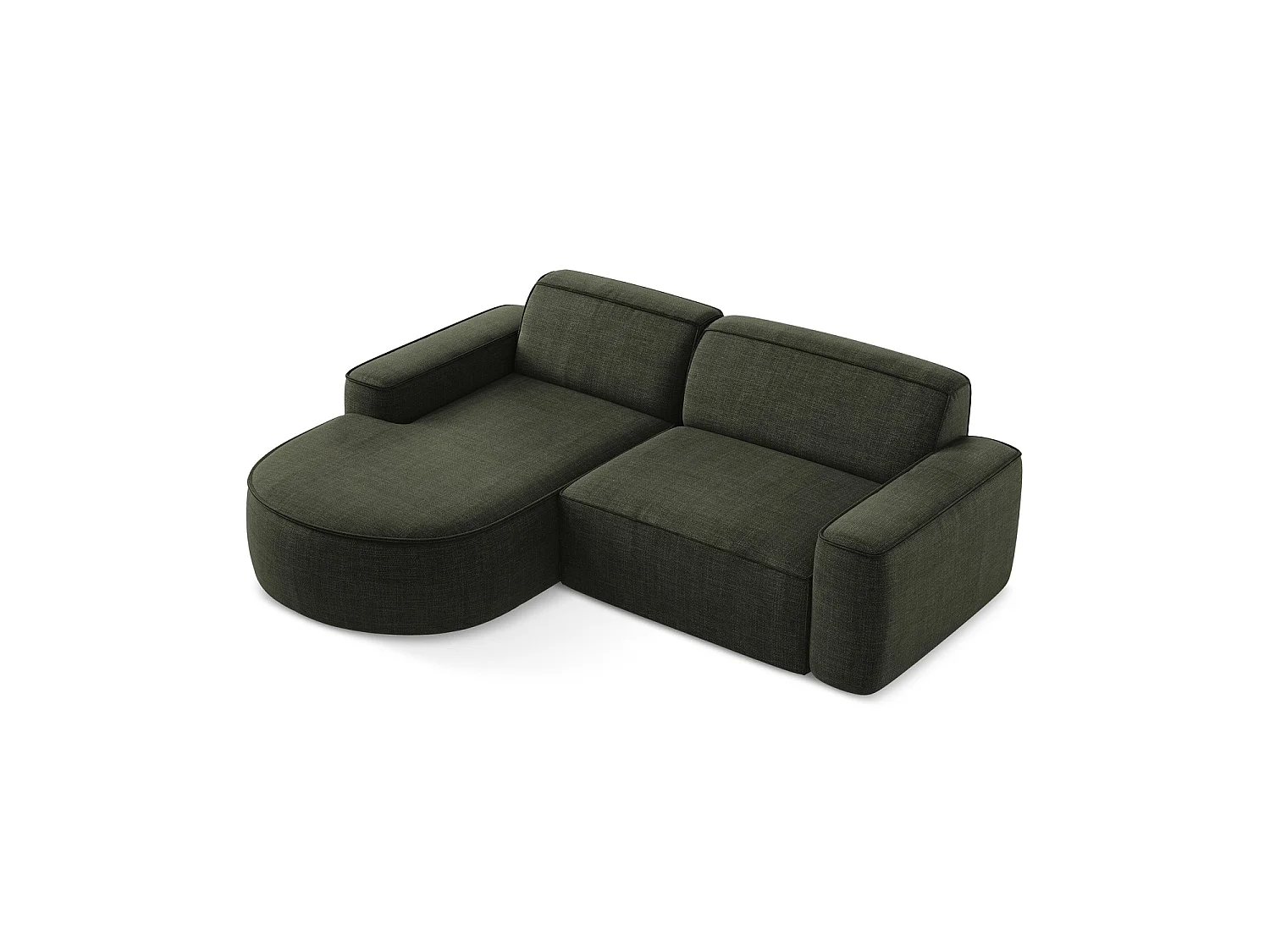 Modulaire hoekbank links van olijf textuurstof - MELISSA
