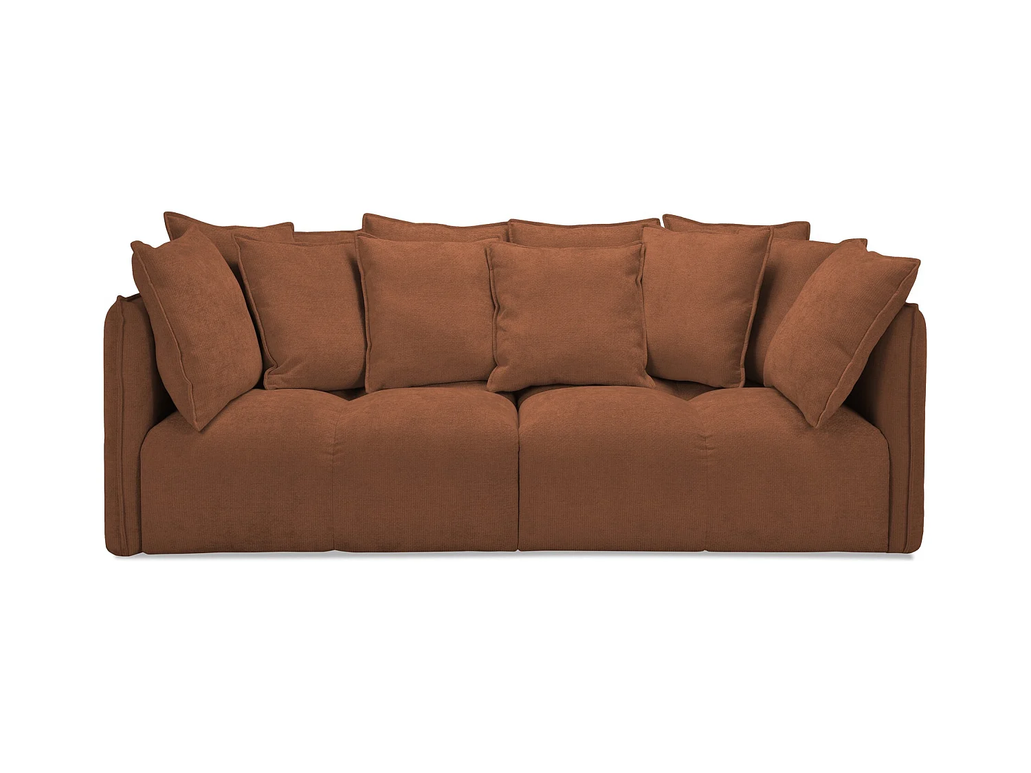 Canapé 3 places en tissu chenille - terre cuite - NANA