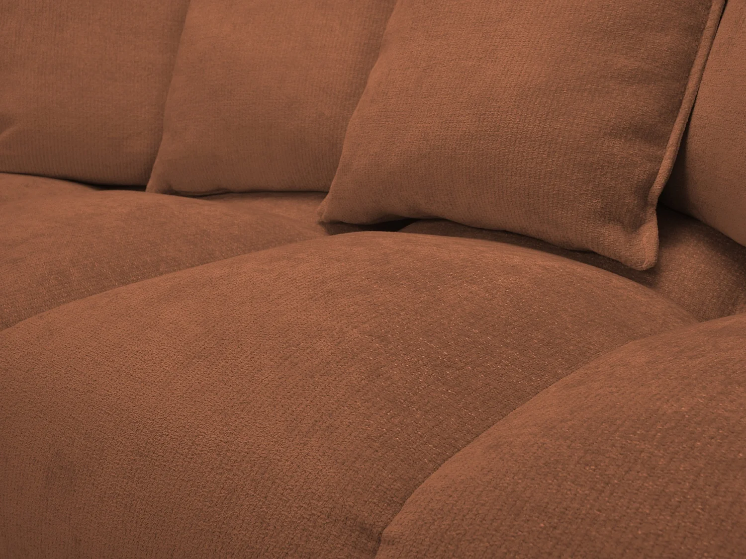 Canapé 3 places en tissu chenille - terre cuite - NANA