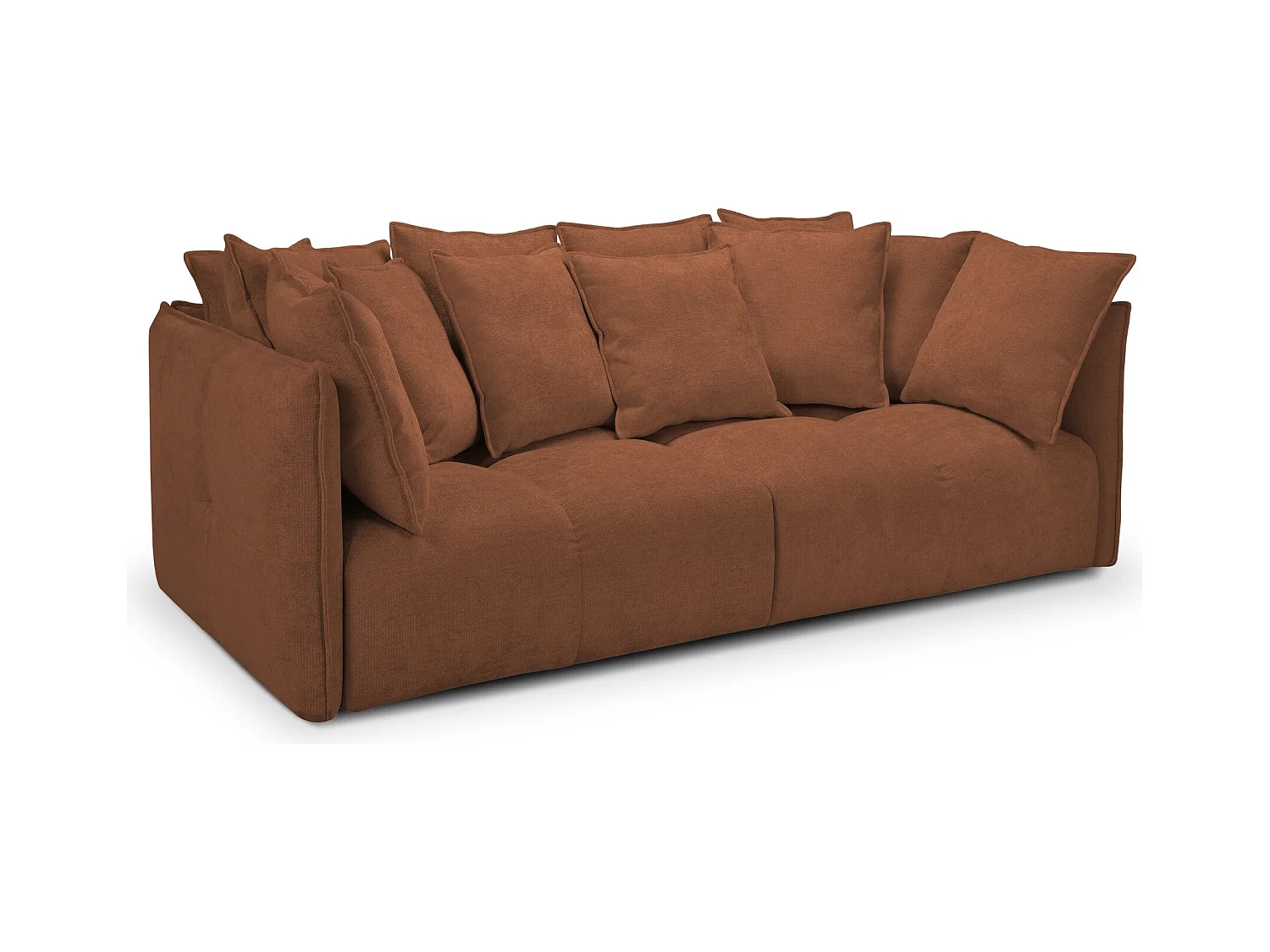 Sofa 3-osobowa - z tkaniny szenilowej - terakota - NANA