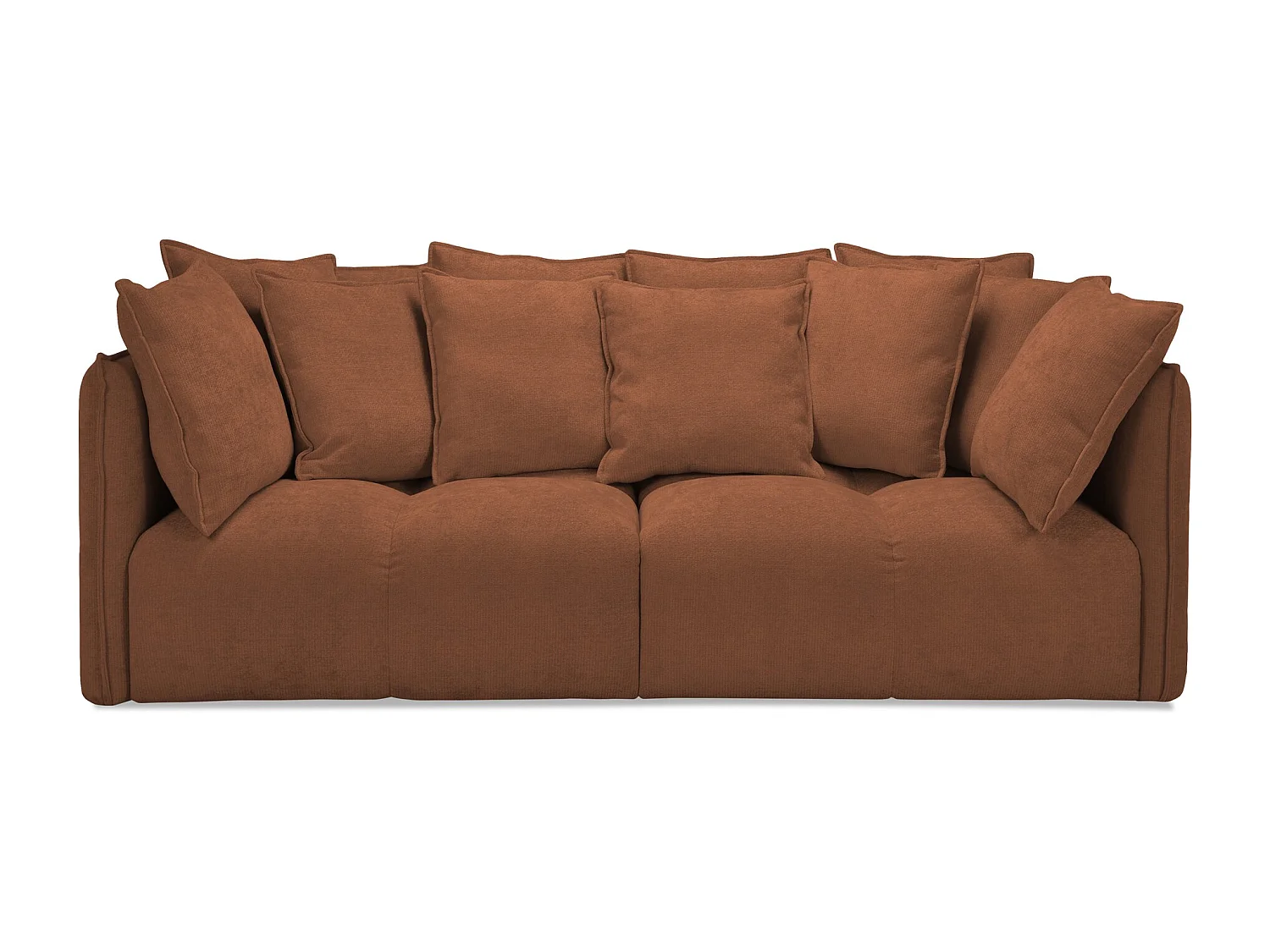 Canapé 3 places en tissu chenille - terre cuite - NANA