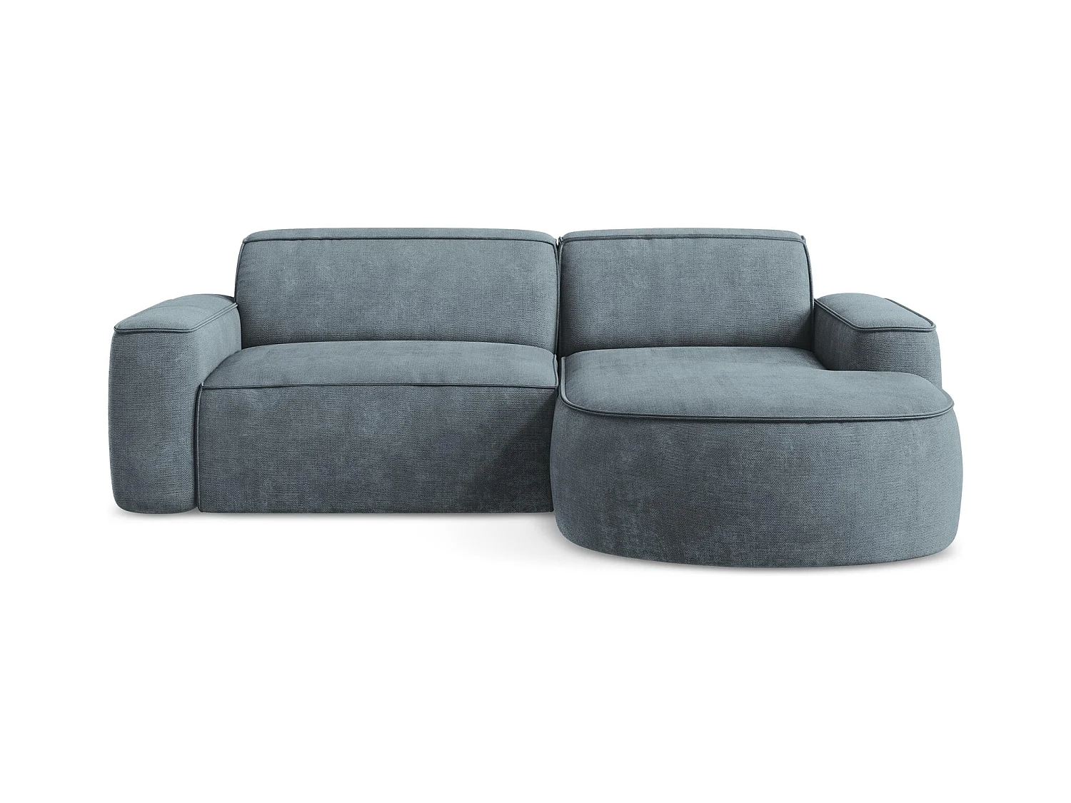 Canapé d'angle 2,5 places modulaire droit en tissu chenille - jeans - OMAO