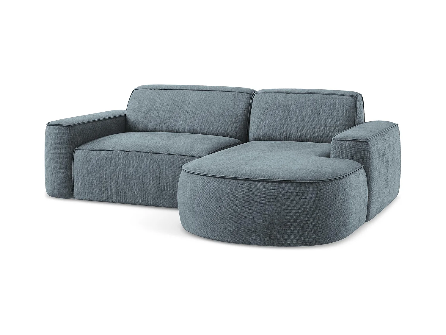 Canapé d'angle 2,5 places modulaire droit en tissu chenille - jeans - OMAO