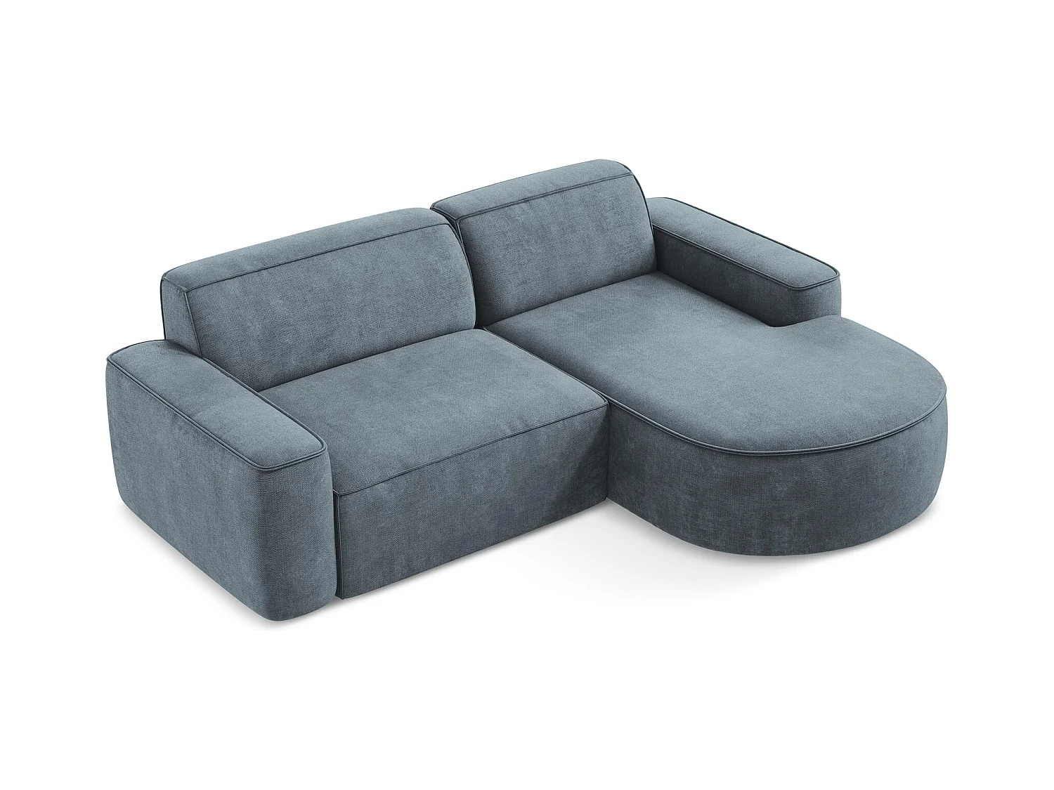 Canapé d'angle 2,5 places modulaire droit en tissu chenille - jeans - OMAO