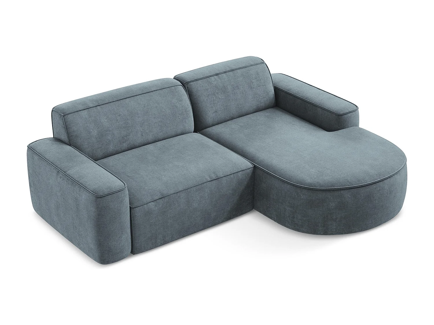 Canapé d'angle 2,5 places modulaire droit en tissu chenille - jeans - OMAO