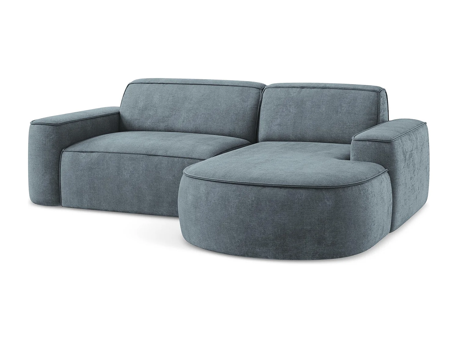 Modulaire hoekbank rechts van jeans chenille stof - OMAO